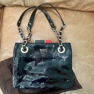 Kate Spade Pastiche Darcy Shoulder Bag Purse Patent Leather Lipstick Black Red